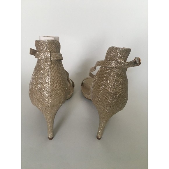 DREAM PAIRS Shoes Women's Size 10 Gold Sparkle Stilettos Open Toe Heel Sandals - Picture 12 of 14